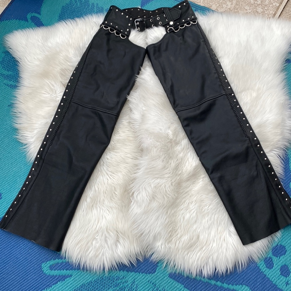 ♠️♠️RIDING BLACK LEATHER CHAPS🖤🖤